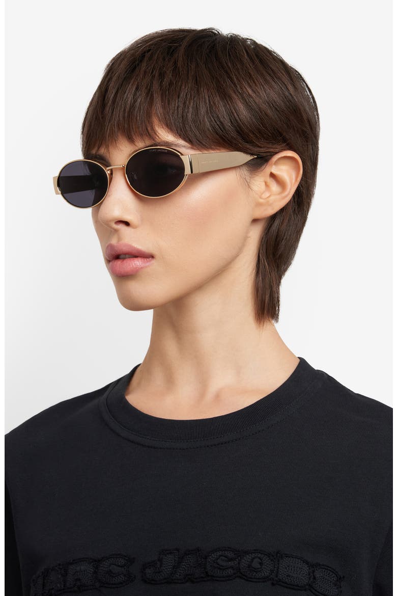 58mm Oval Sunglasses, Alternate, color, GOLD BLACK