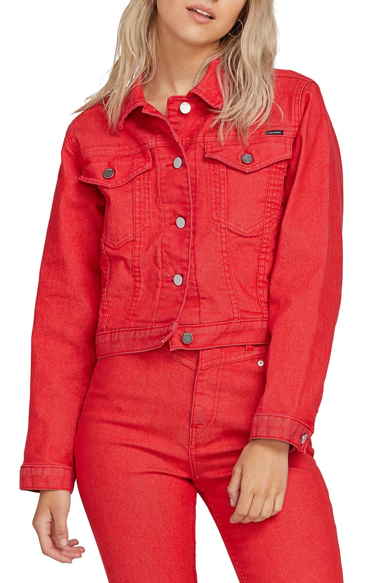 Volcom x Georgia May Jagger Shrunken Jean Jacket, Main, color, 