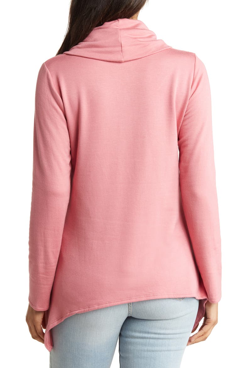 Cowl Neck Swing Hem Sweater, Alternate, color, GOSSAMER PINK