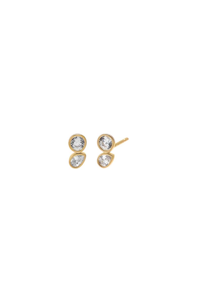 BY ADINA EDEN CZ Double Bezel Stone Stud Earring 14K, Main, color, 14K Gold