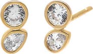 BY ADINA EDEN CZ Double Bezel Stone Stud Earring 14K