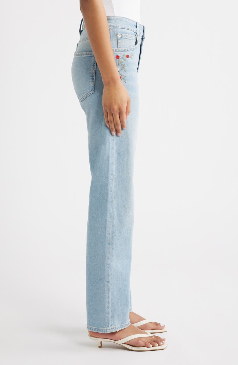 Rails Topanga Floral Embroidered High Waist Straight Leg Jeans, Alternate, color, Dainty Rose
