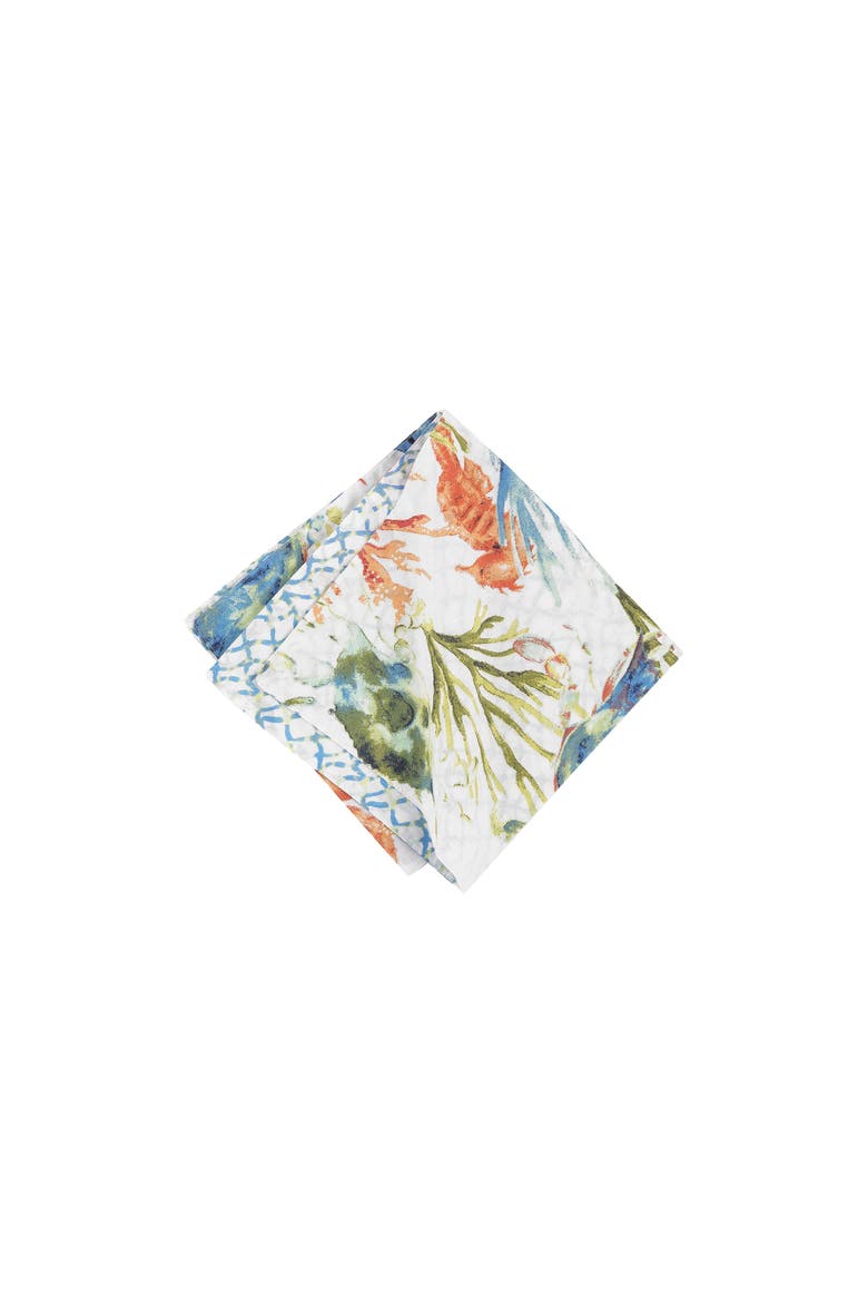 Marino Reversible Colorful Coastal Cloth Napkin Set of 6, Main, color, Blue