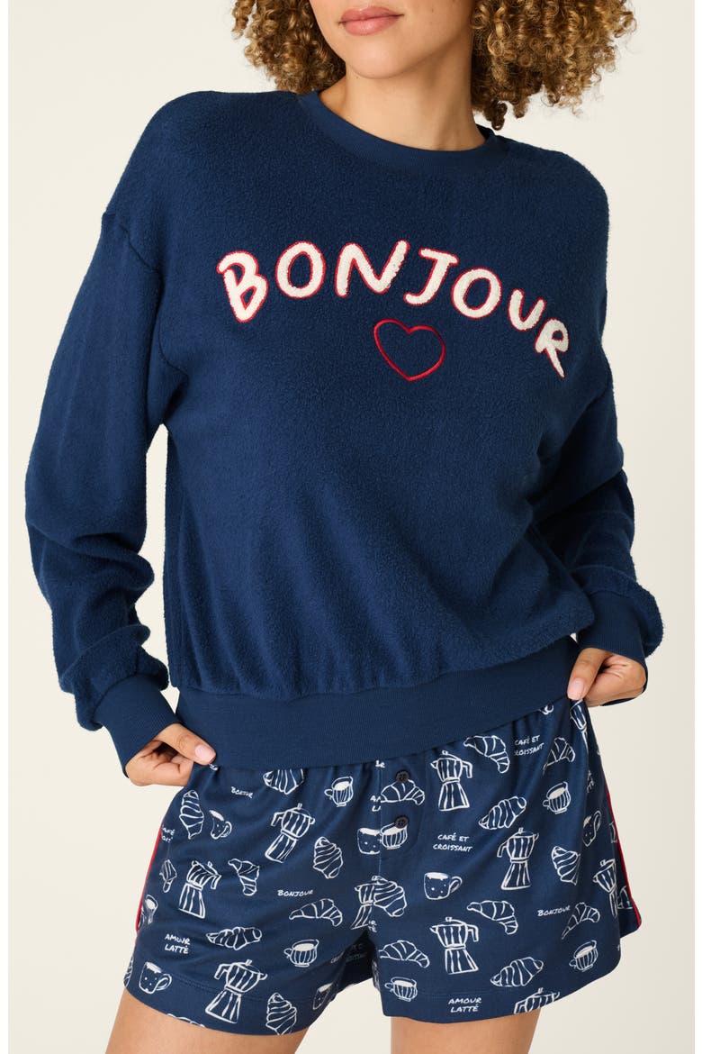 Bonjour Graphic Sweatshirt, Main, color, DEEP NAVY