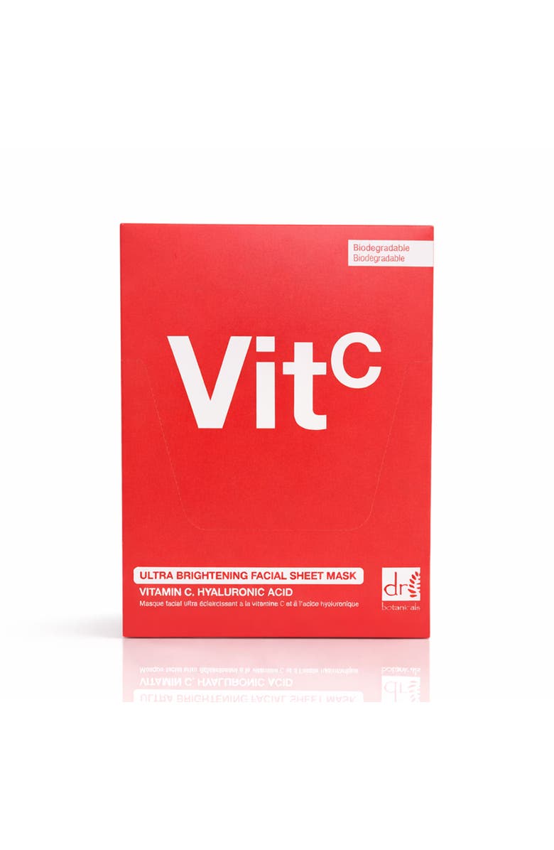 Dr. Botanicals Dr Botanicals Ultra Brightening Facial Mask with Vitamin C and Hyaluronic Acid Pack of 10, Alternate, color, White