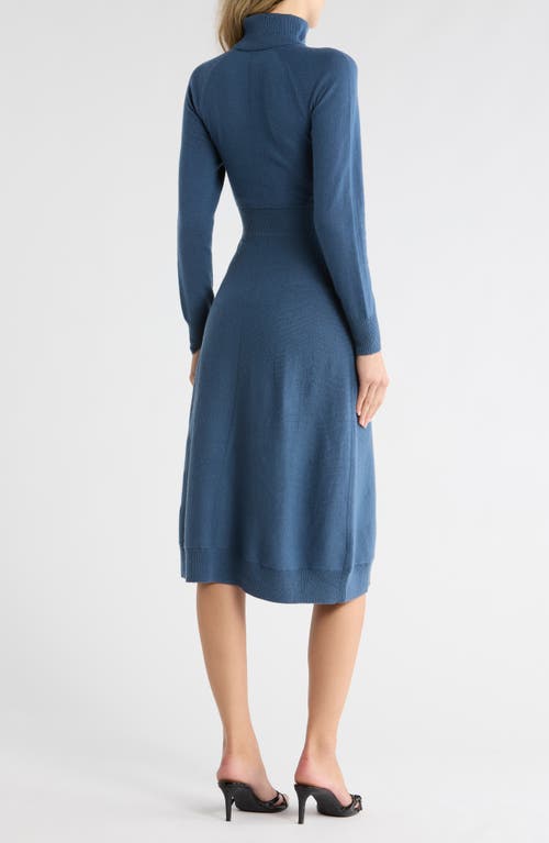 Derek Lam 10 Crosby Becky Long Sleeve Turtleneck Wool Sweater Dress In Blue