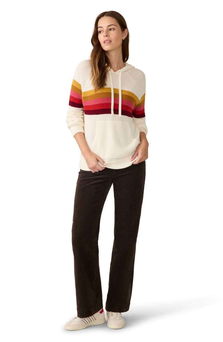 Faherty Throwback Organic Cotton & Cashmere Sweater Hoodie, Alternate, color, Golden Trek Stripe