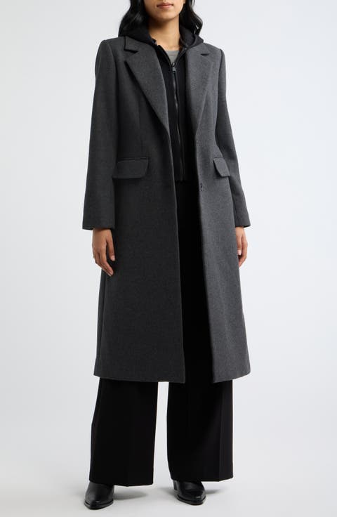 Hooded Longline Coat with Rib Bib