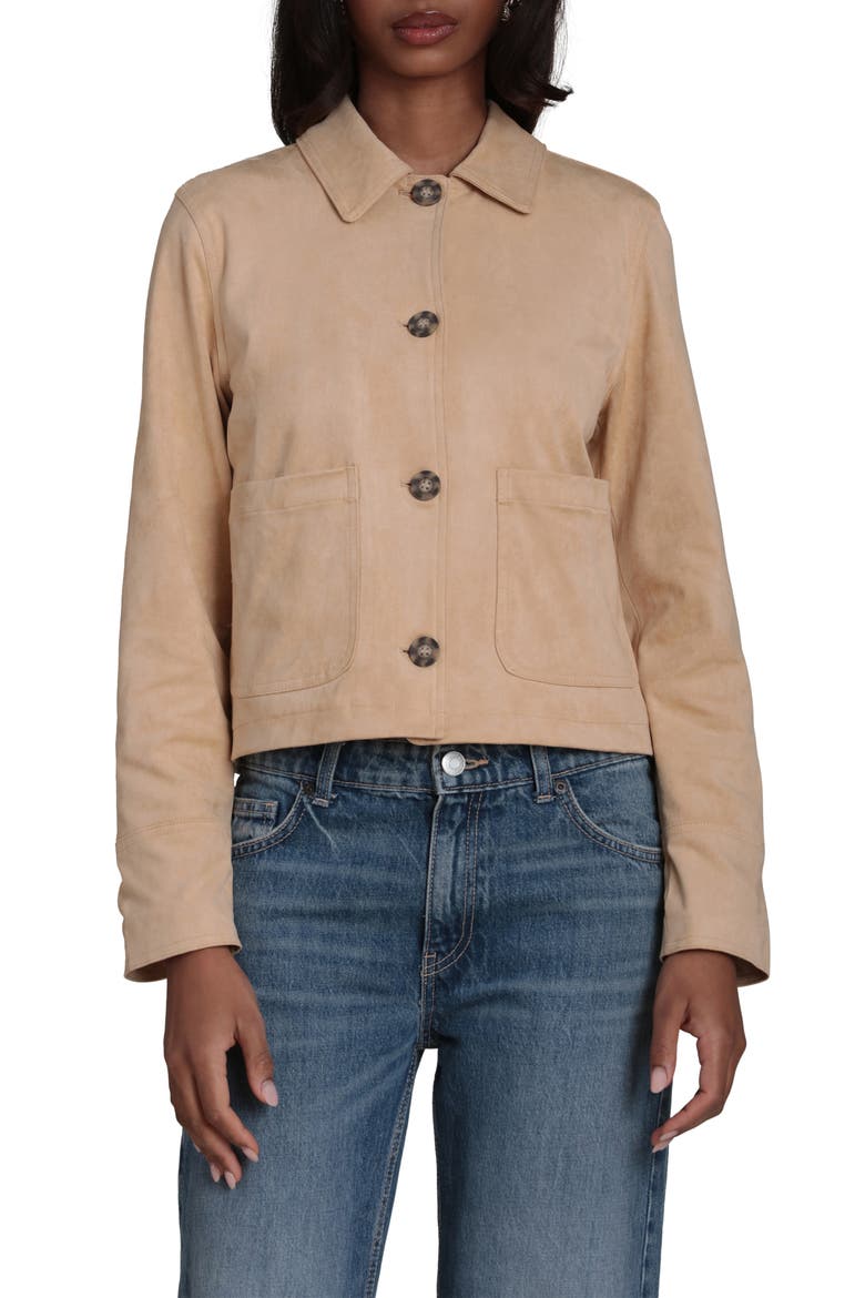 Faux Suede Jacket, Main, color, DRIFTWOOD