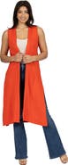 24seven Comfort Apparel Sleeveless Long Cardigan Vest with Side Slit
