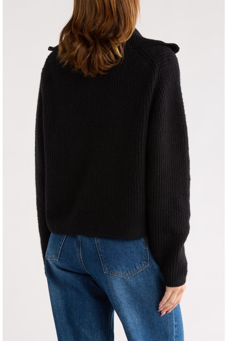 Zip Sweater Cardigan, Alternate, color, BLACK