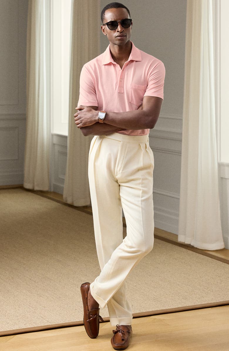 Ralph Lauren Purple Label Slim Fit Washed Piqué Polo, Alternate, color, Soft Pink