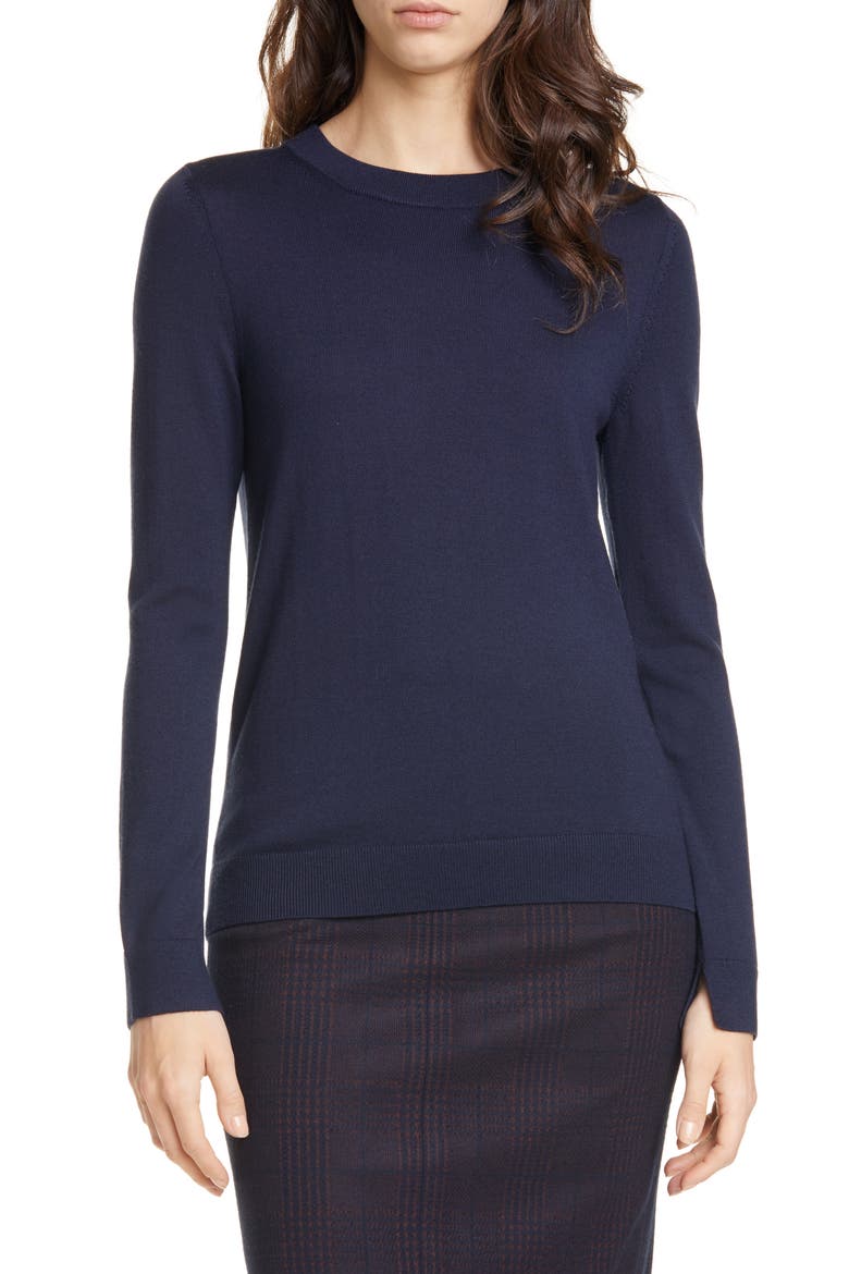 Fegan Merino Wool Knit Sweater, Main, color, MIDNIGHT