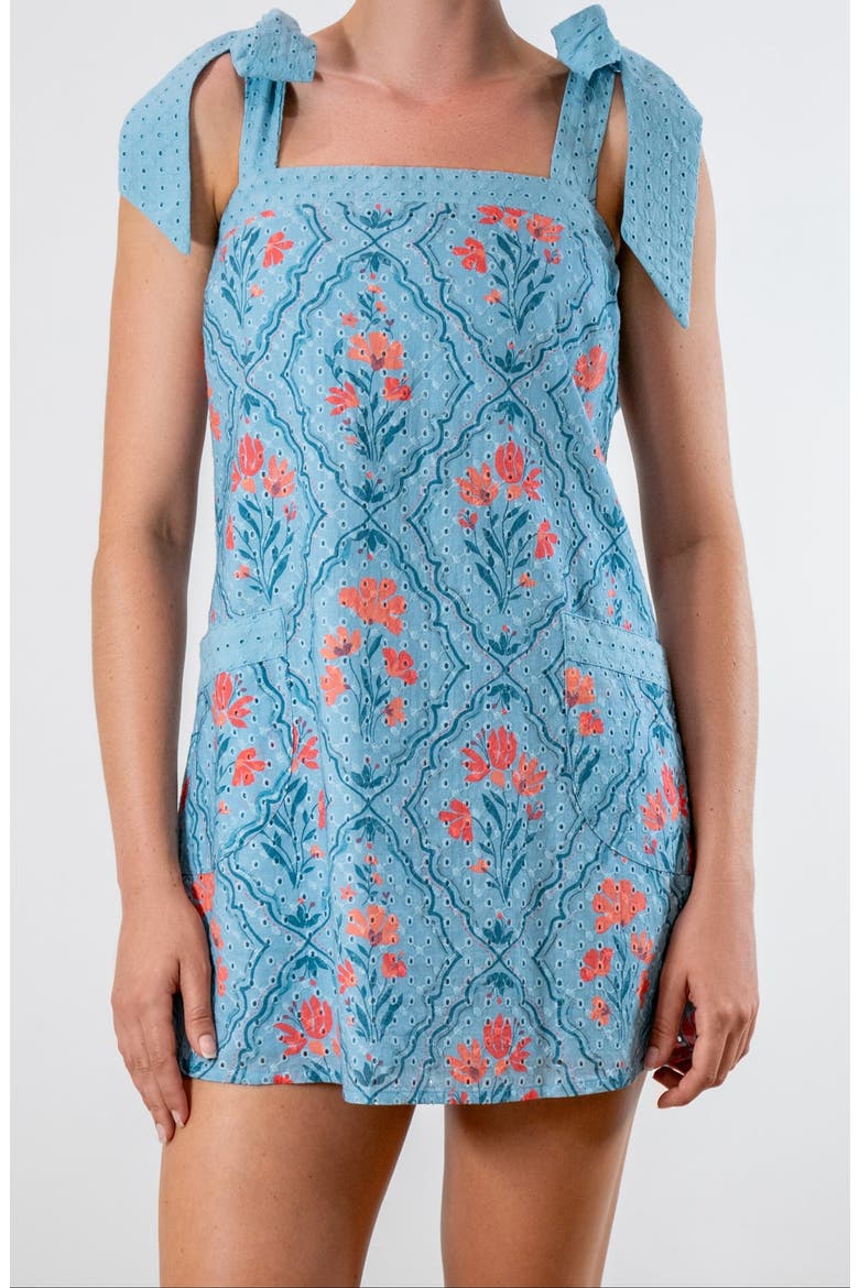 Hillary Tie Strap Dress, Main, color, Wallpaper Print