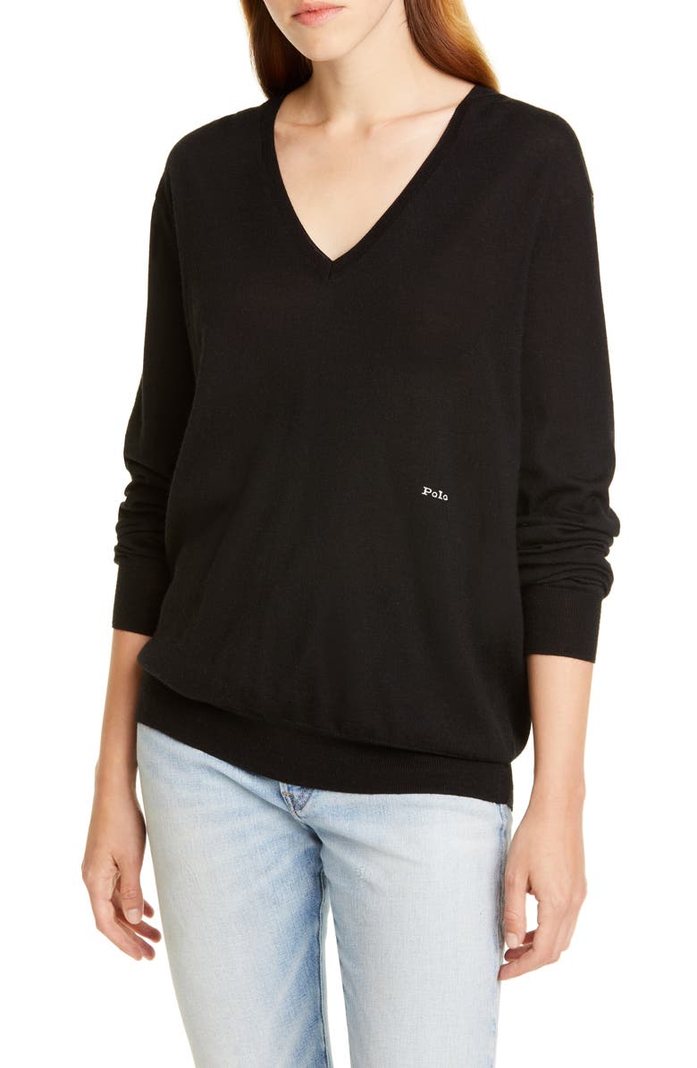 Polo Ralph Lauren V-Neck Wool, Silk & Cashmere Sweater, Main, color, 