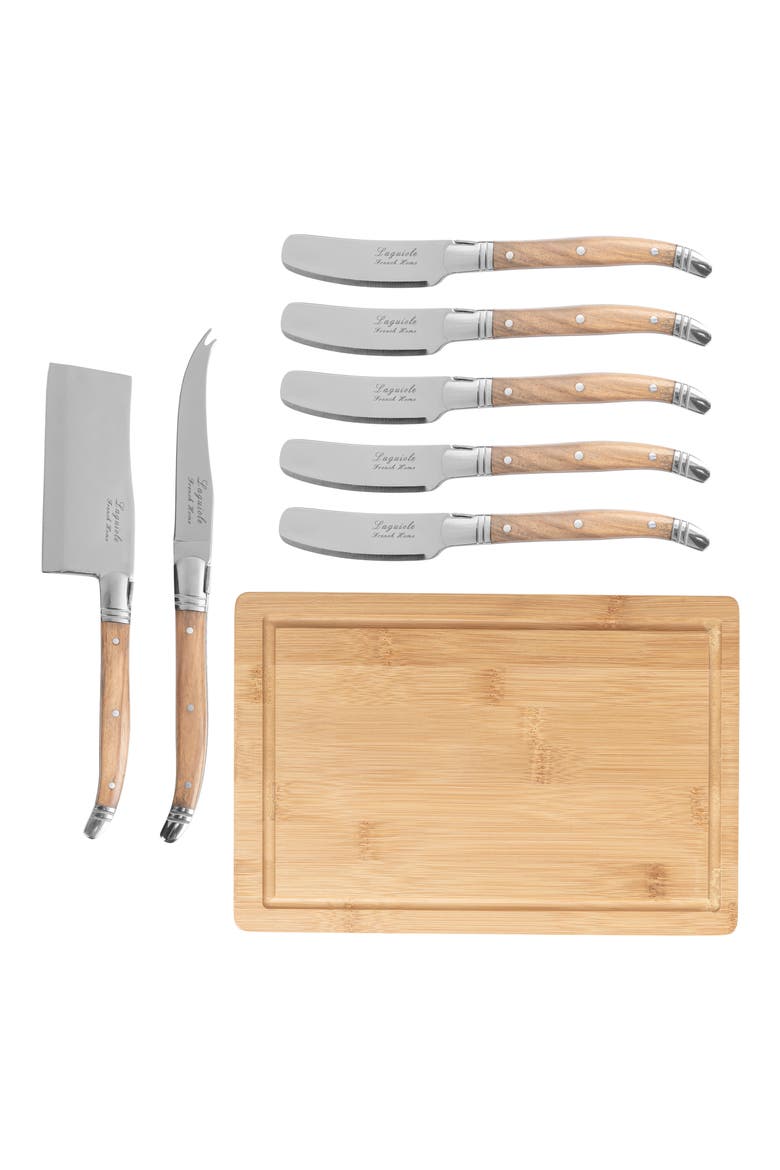Laguiole Cheese Board & Tools Set, Main, color, WOOD/ BROWN