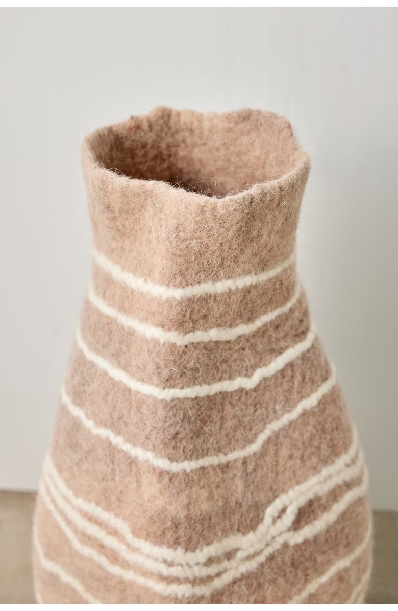 kanju Interiors Tribal Lines Dusty Rose Pink Wool Gourd Basket, Alternate, color, Dusty Rose
