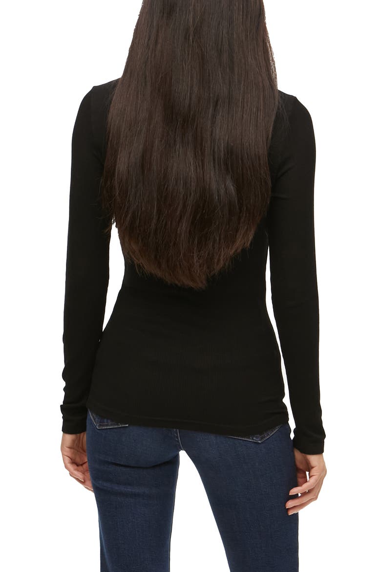 Gail Ribbed Turtleneck Top, Alternate, color, BLACK