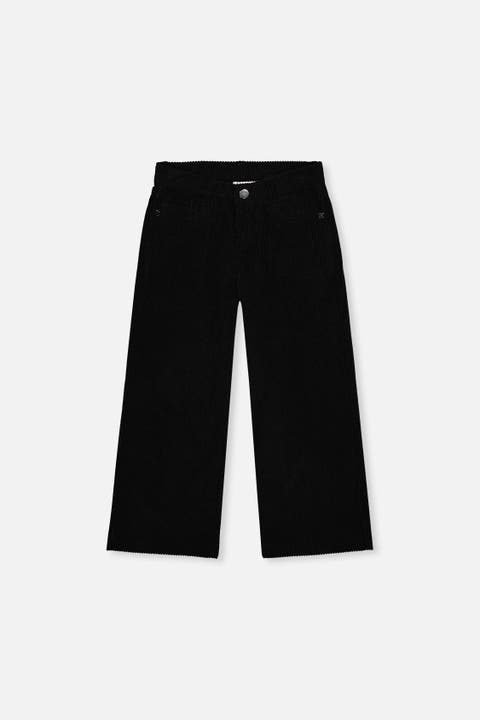 Stretch Corduroy Wide Leg Button Zip Pants