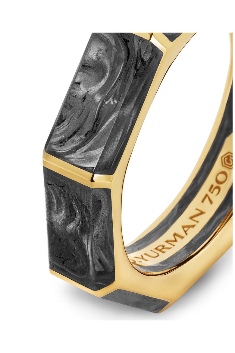 Forged Carbon Faceted Band Ring with 18K Yellow Gold, Alternate, color, YELLOW GOLD