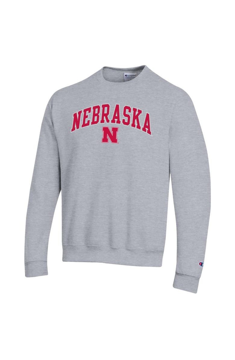 Champion Men's Champion  Heather Gray Nebraska Huskers Arch Over Logo Pullover Sweatshirt, Alternate, color, Heather Gray