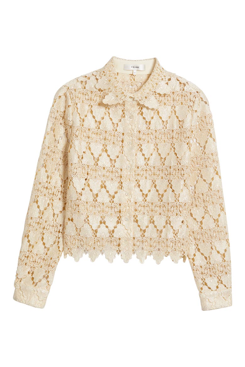 Lace Button-Up Shirt, Alternate, color, ECRU