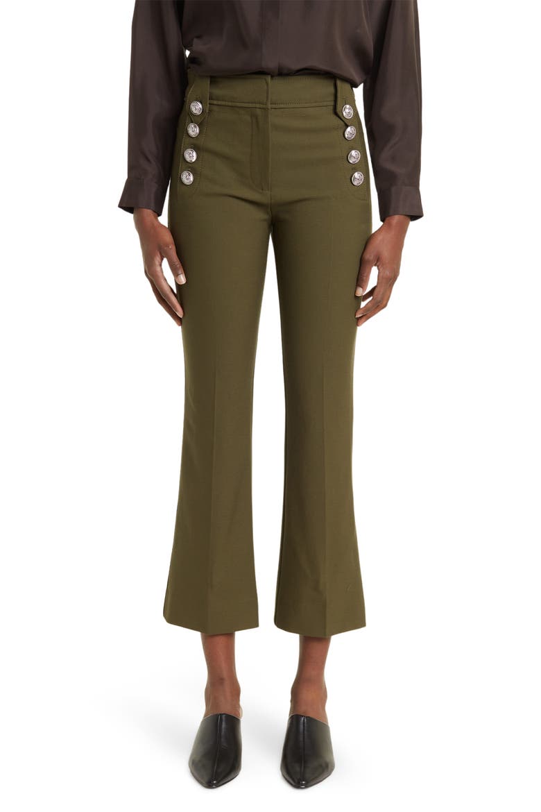 Robertson Cropped Flare Trousers, Main, color, ARMY GREEN