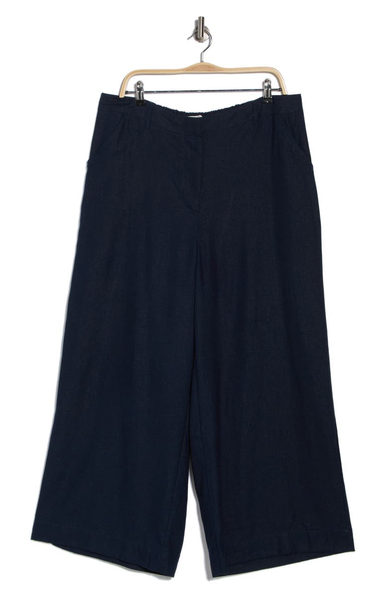 MAX STUDIO Linen Blend Wide Leg Pants, Alternate, color, Navy