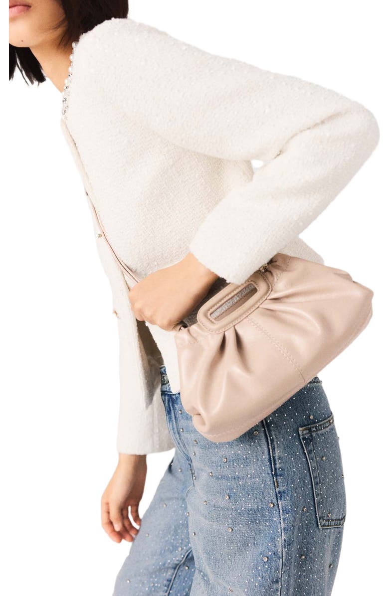 maje Mini naplak leather clutch, Alternate, color, Mastic Beige