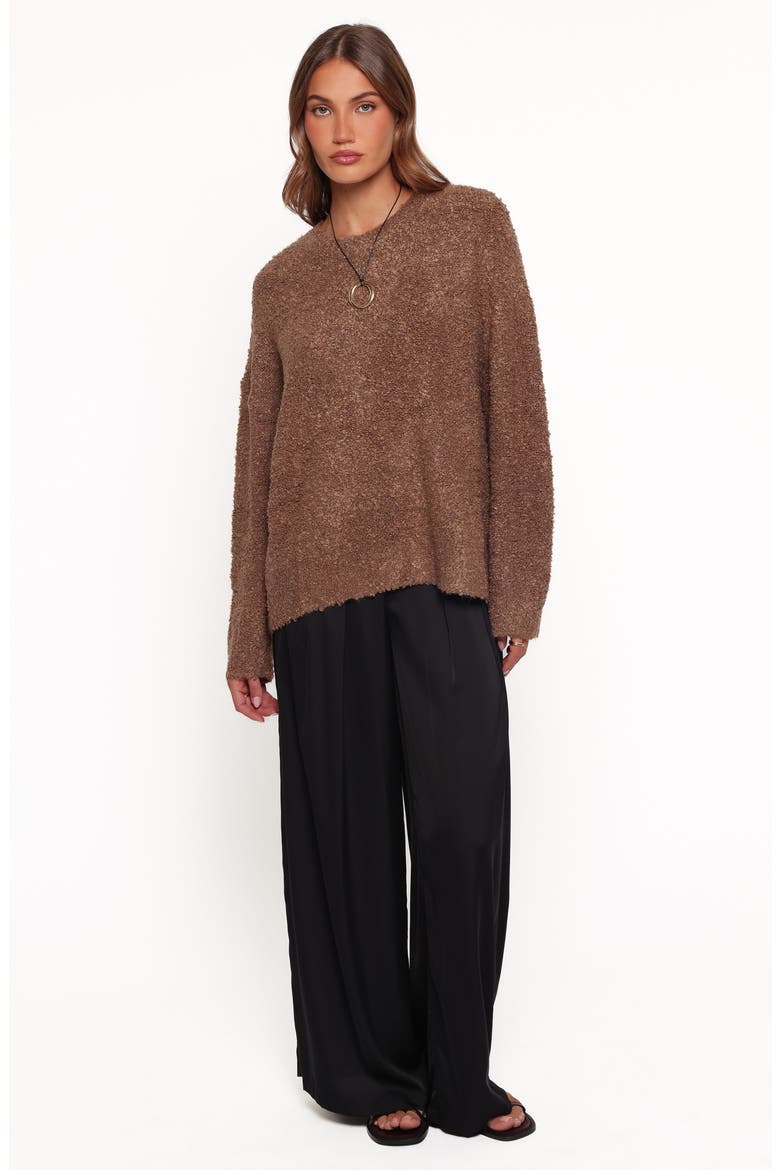 Freida Boucle Knit Sweater, Alternate, color, BROWN