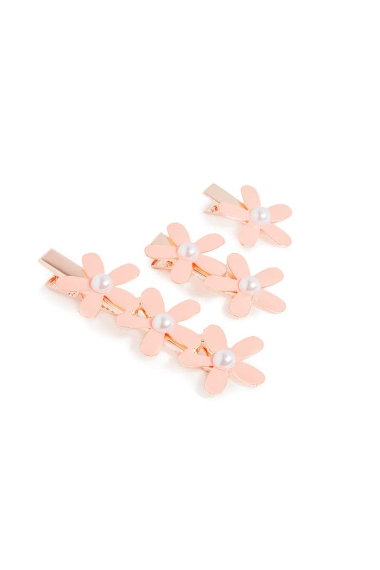 Flower Hair Clip Set, Main, color, Pink