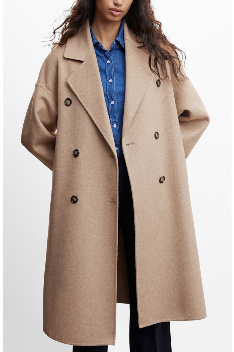 Oversize Double Breasted Wool Blend Coat, Alternate, color, MEDIUM BROWN
