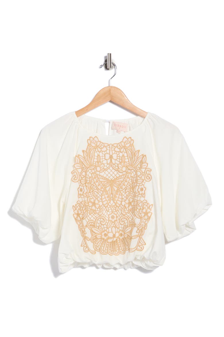 Lenny Crafty Puff Sleeve Top, Alternate, color, WHITE