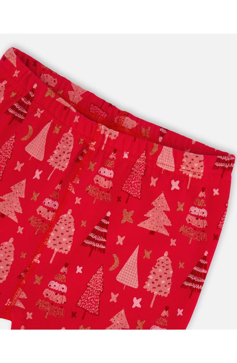 Deux par Deux Girl's Organic Cotton Two Piece Pajama Set Red Printed Christmas Tree, Alternate, color,