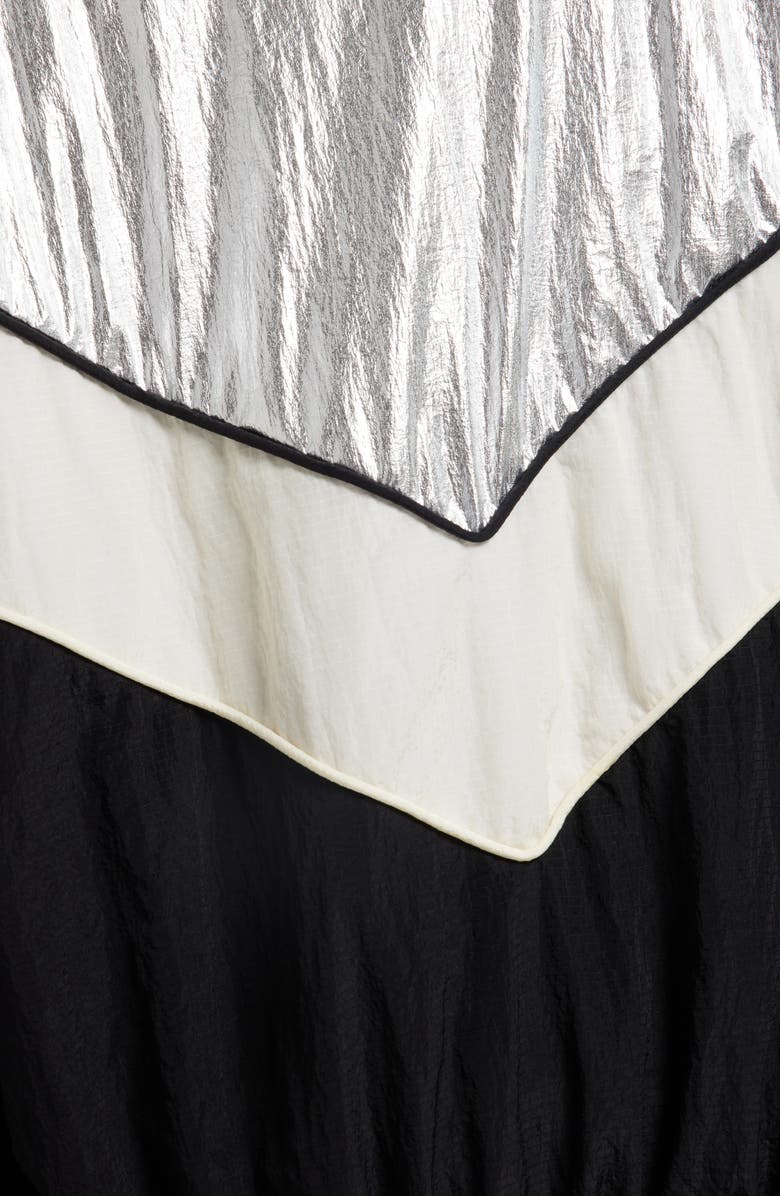 Golden Goose Patchwork Hoodie Windbreaker, Alternate, color, Silver/ Dark Papyrus/ Black