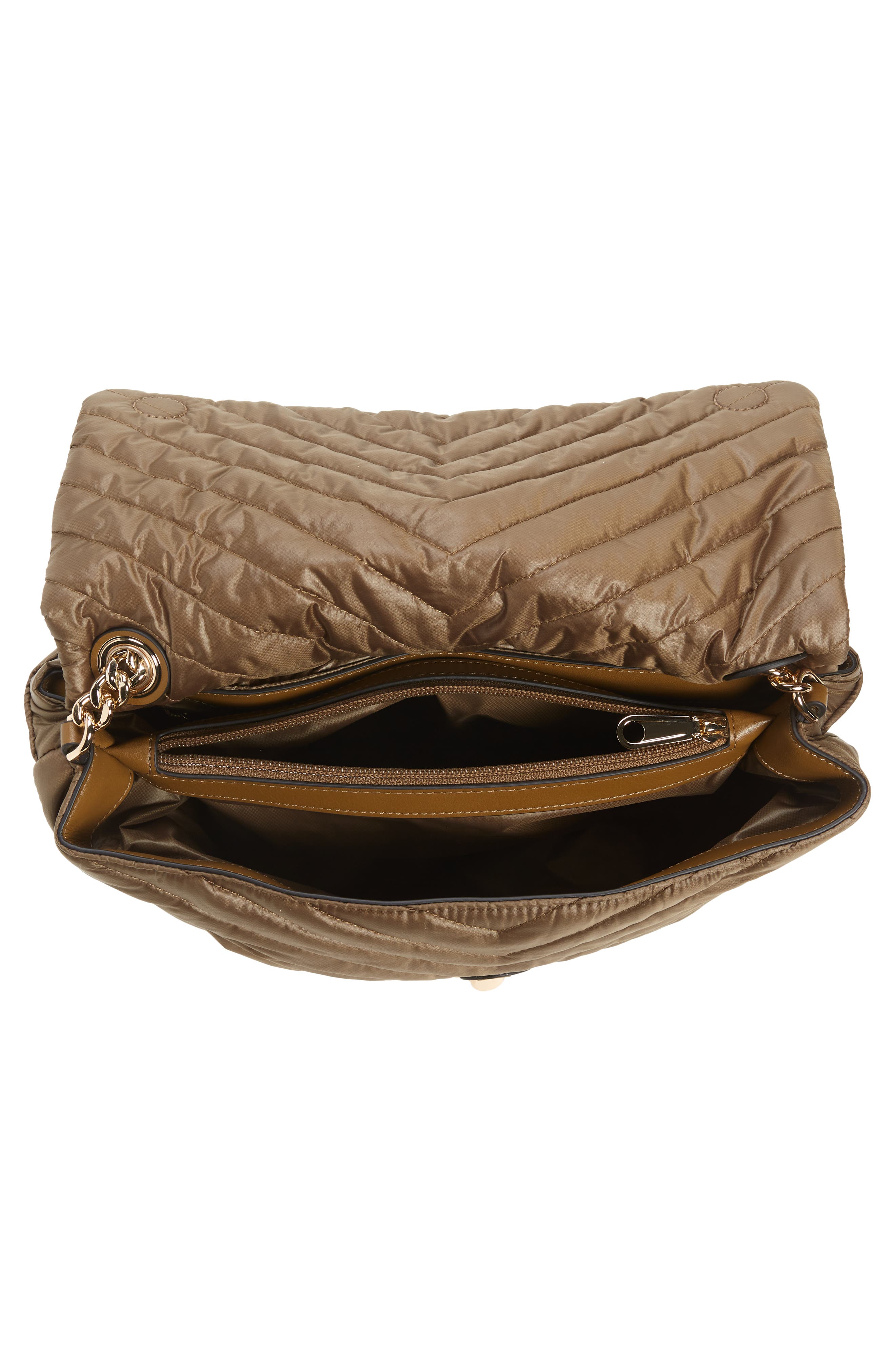 Edie Jumbo Quilted Nylon Shoulder Bag, Alternate, color, MILITARY