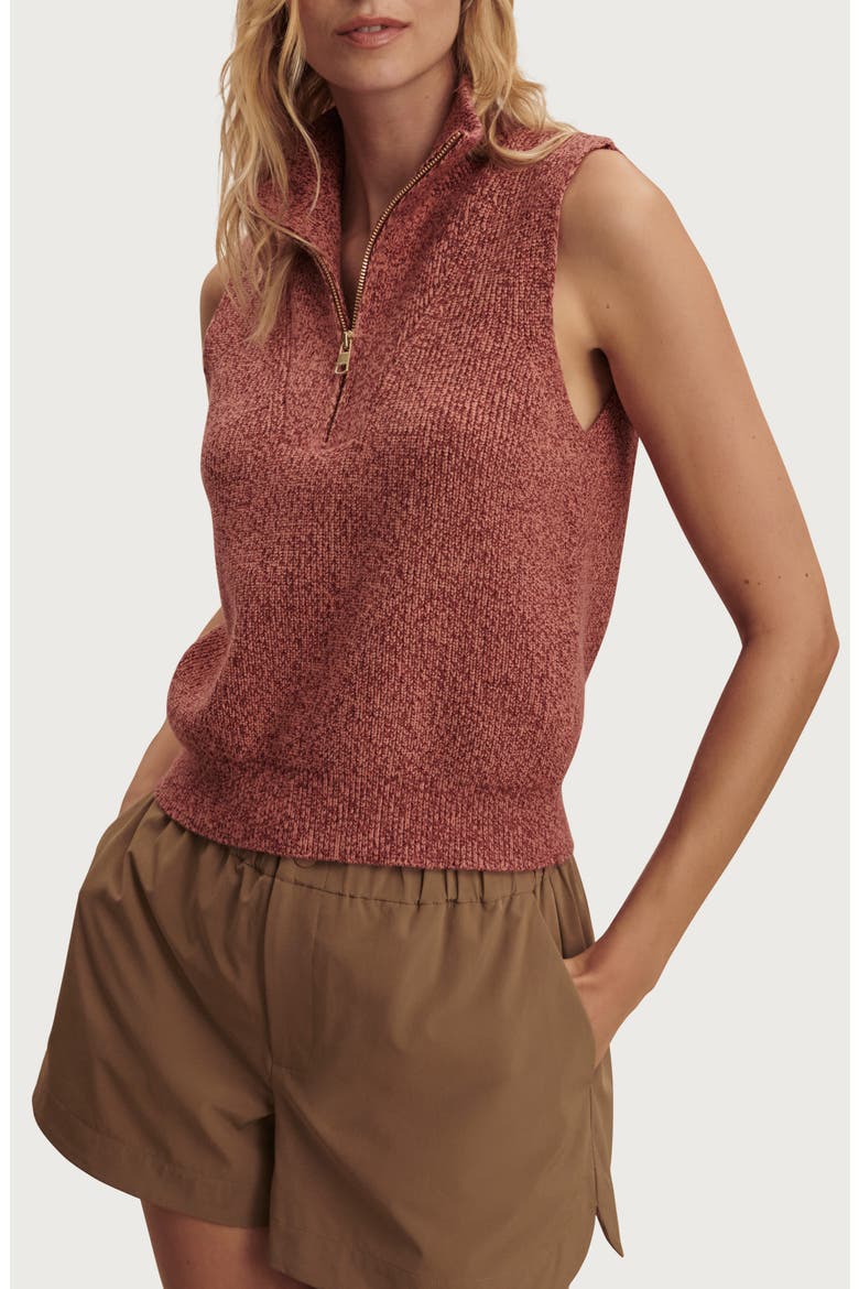 Amina Half-Zip Sleeveless Sweater, Alternate, color, APRICOT BRANDY TWIST