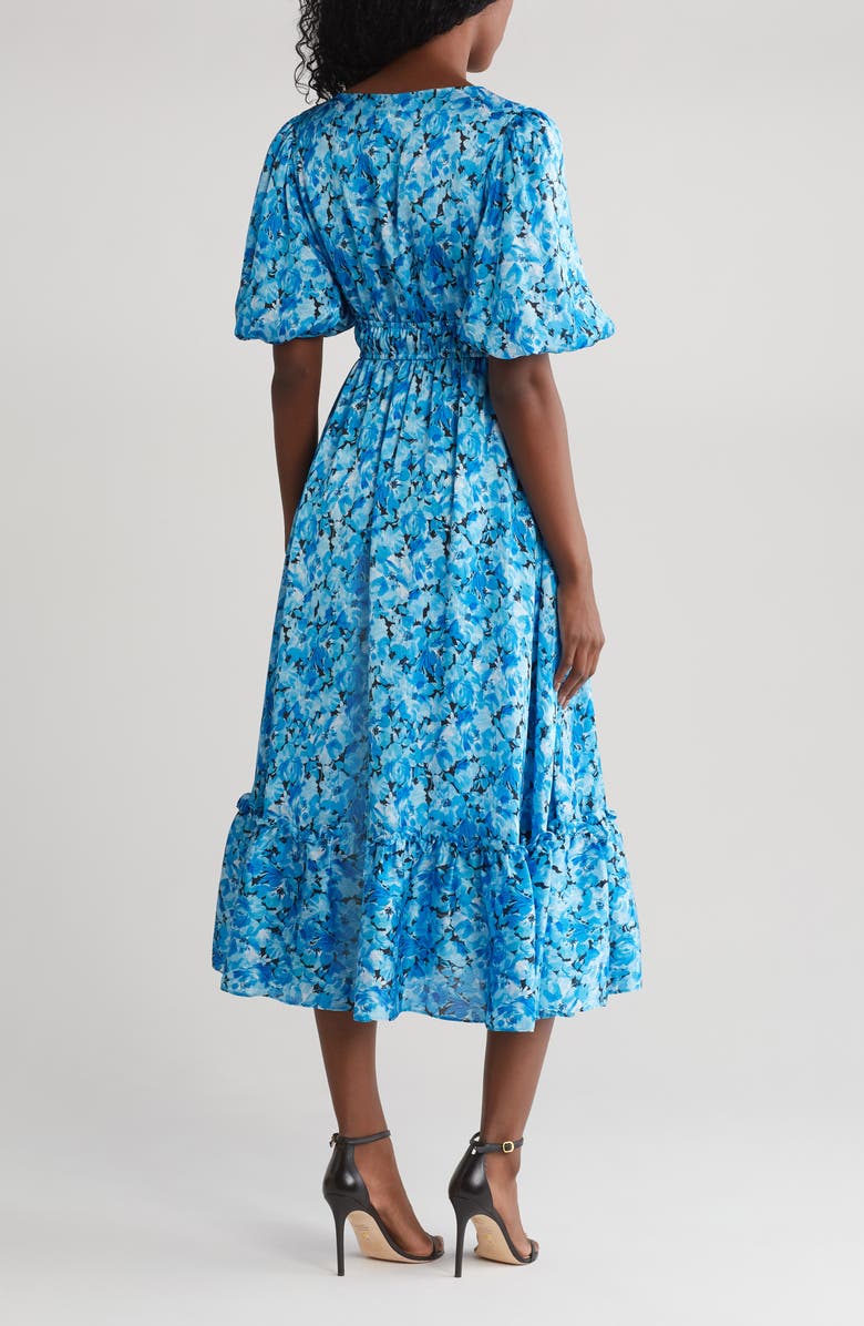 Kensie Floral Puff Sleeve Midi Dress, Alternate, color, 