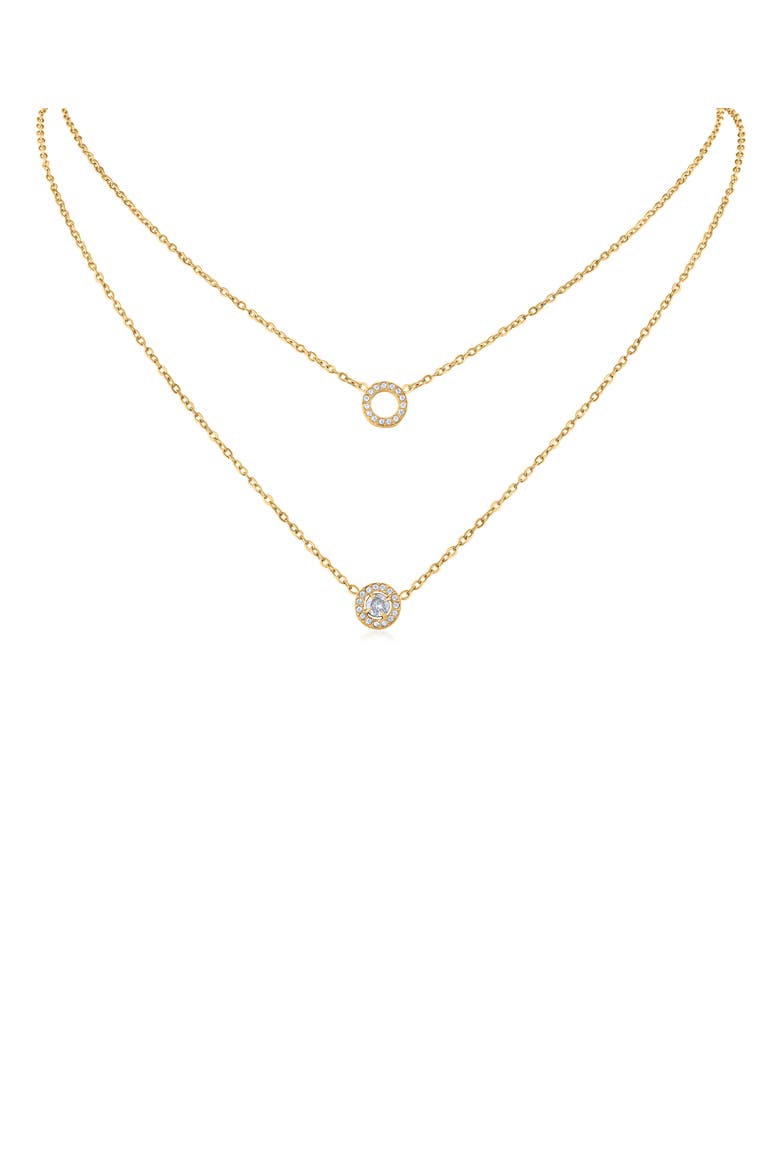 Layered Pavé Cubic Zirconia Necklace, Main, color, GOLD