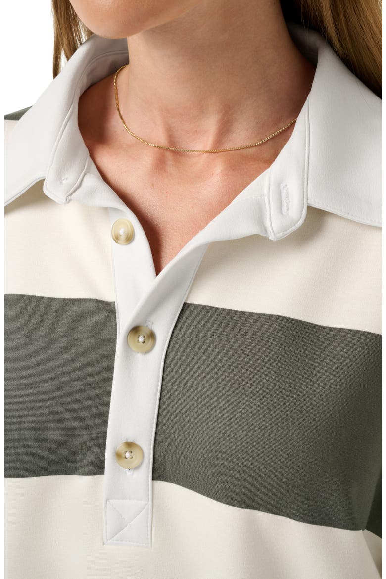 Striped Performance Rugby Polo, Alternate, color, OLIVE SMOKE STRIPE