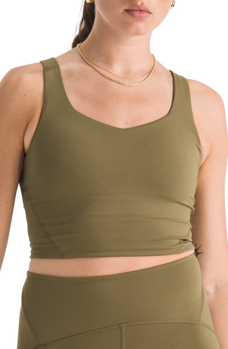 The North Face Jaida Longline Sports Bra, Main, color, Cedar