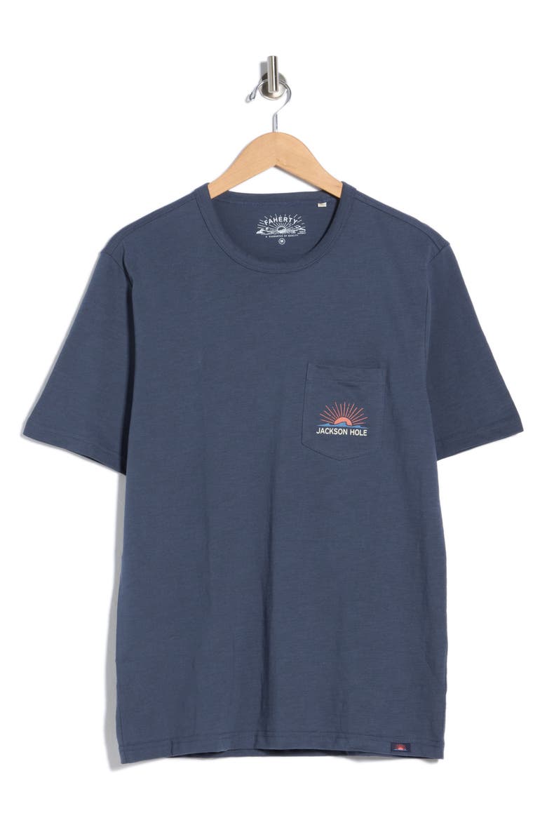 Faherty Jackson Hole Pocket T-Shirt, Main, color, Dune Navy