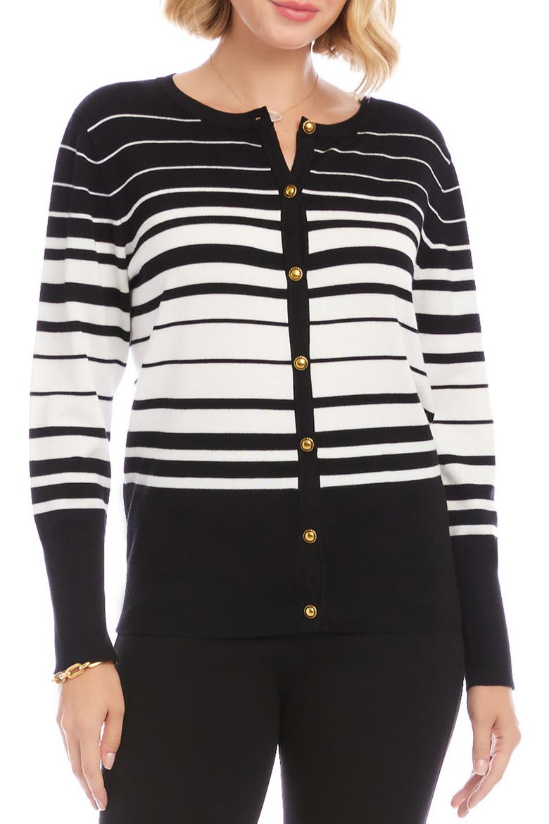 Stripe Cardigan, Main, color, BLACK/ OFF WHITE