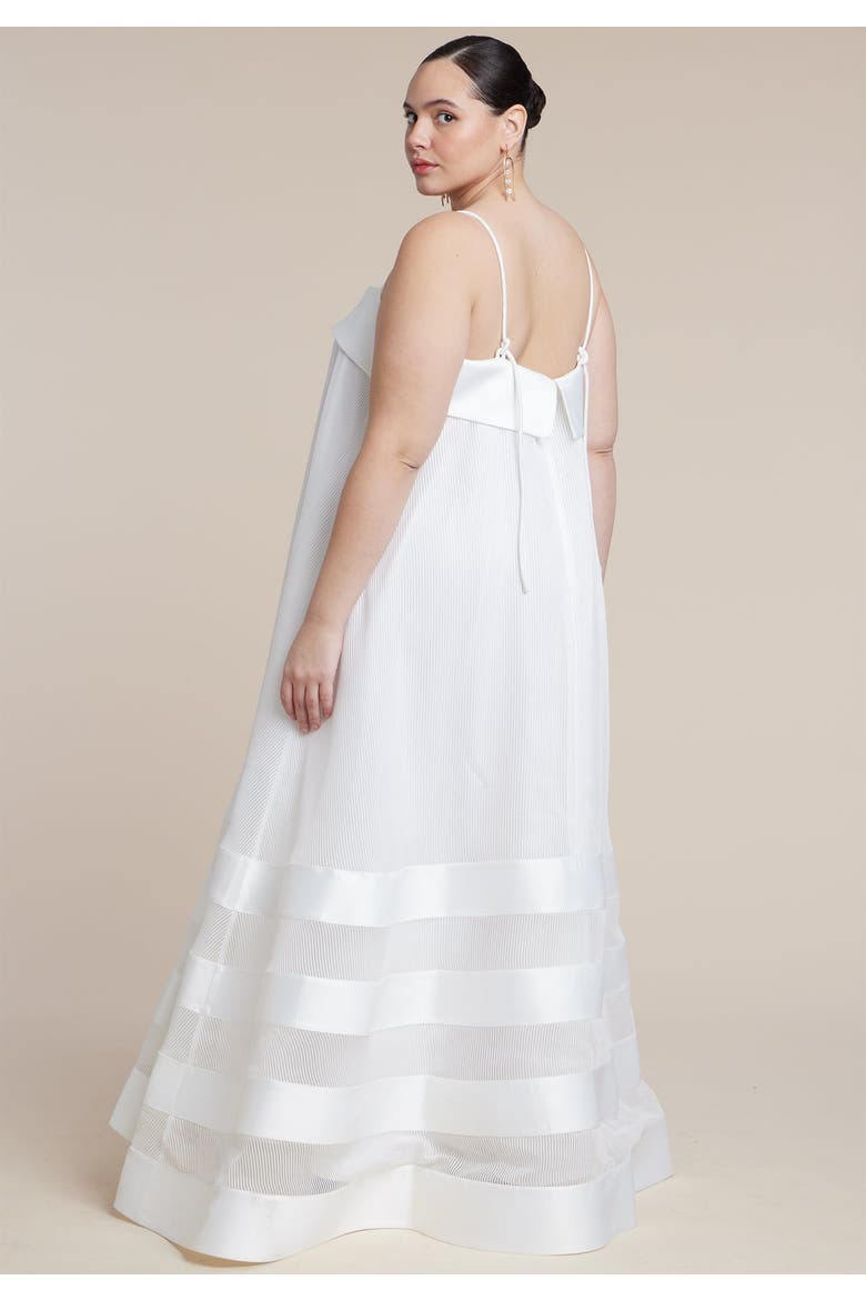 Dramatic Organza Trapeze Gown, Alternate, color, JET STREAM