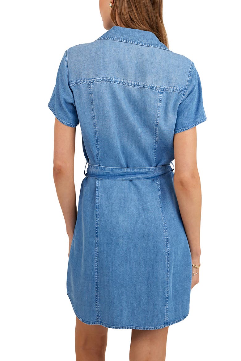 Short Sleeve Tie Belt Denim Shirtdress, Alternate, color, INDIGO HARBOR WASH