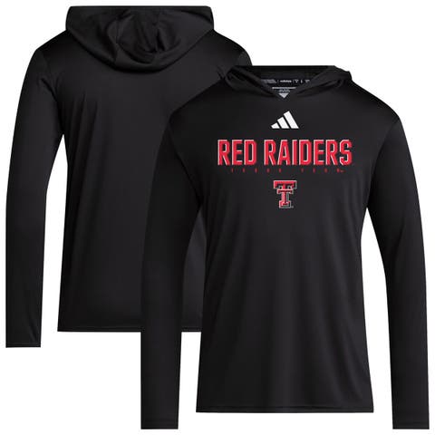 Men's adidas Black Texas Tech Red Raiders 2025 AEROREADY Sideline Training Long Sleeve Hooded T-Shirt