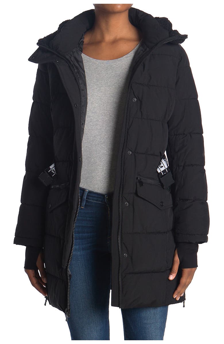 Michael Kors Belted Parka With Shearling Hood, Main, color, 