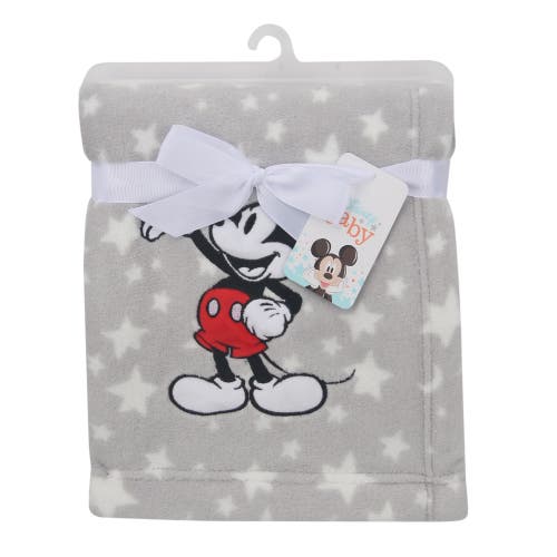 Lambs & Ivy Disney Baby Mickey Mouse Stars Soft Fleece Baby Blanket In Gray