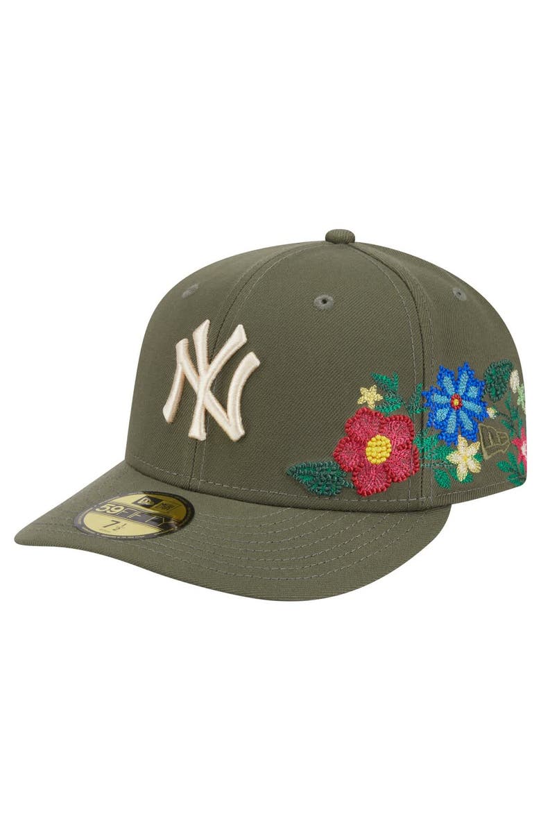 New Era Men's New Era Olive New York Yankees Tonal Florals 59FIFTY Fitted Hat, Alternate, color, 