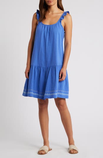 beachlunchlounge Miya Embroidered Hem Cotton Sundress Nordstrom